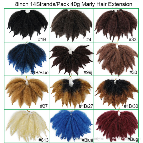wholesale new fashion 8 inch high quality fiber marley hair afro kinky twist braiding synthetic crochet marley hair